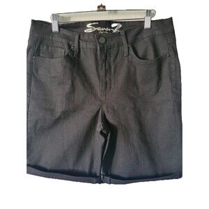 Seven7 Sunset Bermuda Women's Black Denim Shorts Size 12